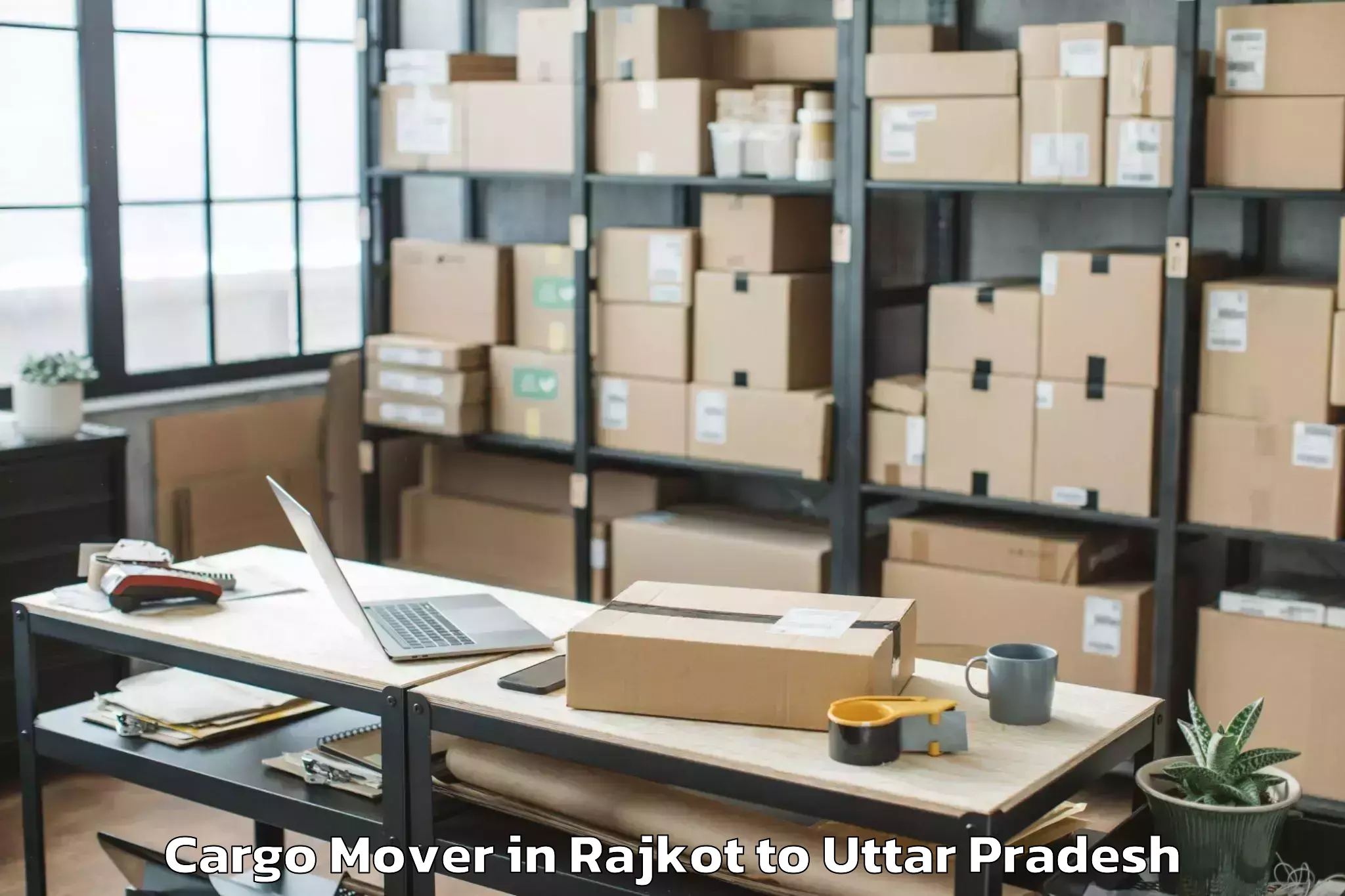 Professional Rajkot to Fun Republic Mall Lucknow Cargo Mover